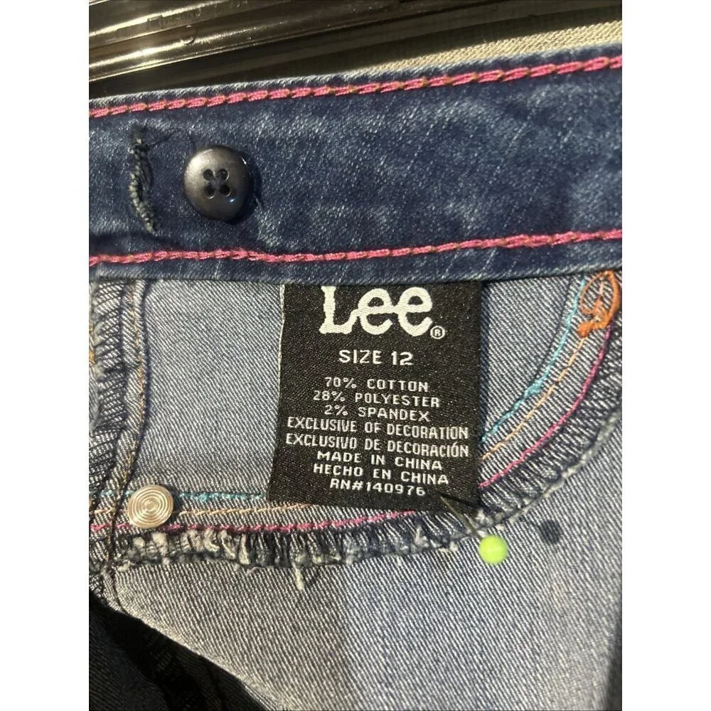 Lee Girl’s Jeans Size 12 Skinny Embroidered Unicorn & Rainbow Gems Soft Stretch